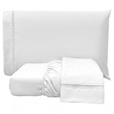 Lençol C/ Elástico + 02 Fronhas Percal 400 Fios Ponto Palito Suavit King 03 Peças - Branco